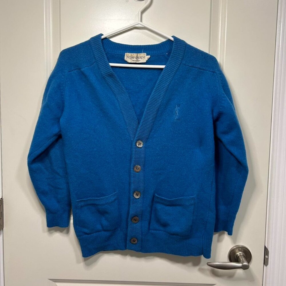 YSL blue knit cardigan cardigan
